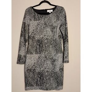 Belle Badgley Mischka Dress Womens Size 12 Black White Stitch Career Office Work